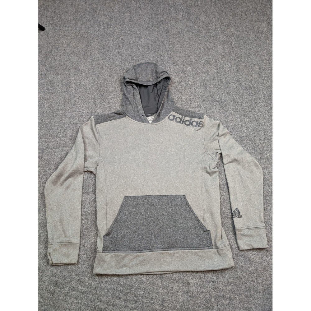 Adidas Hoodie Mens Small Gray Ultimate ClimaWarm Pullover Kangaroo Pocket S80016